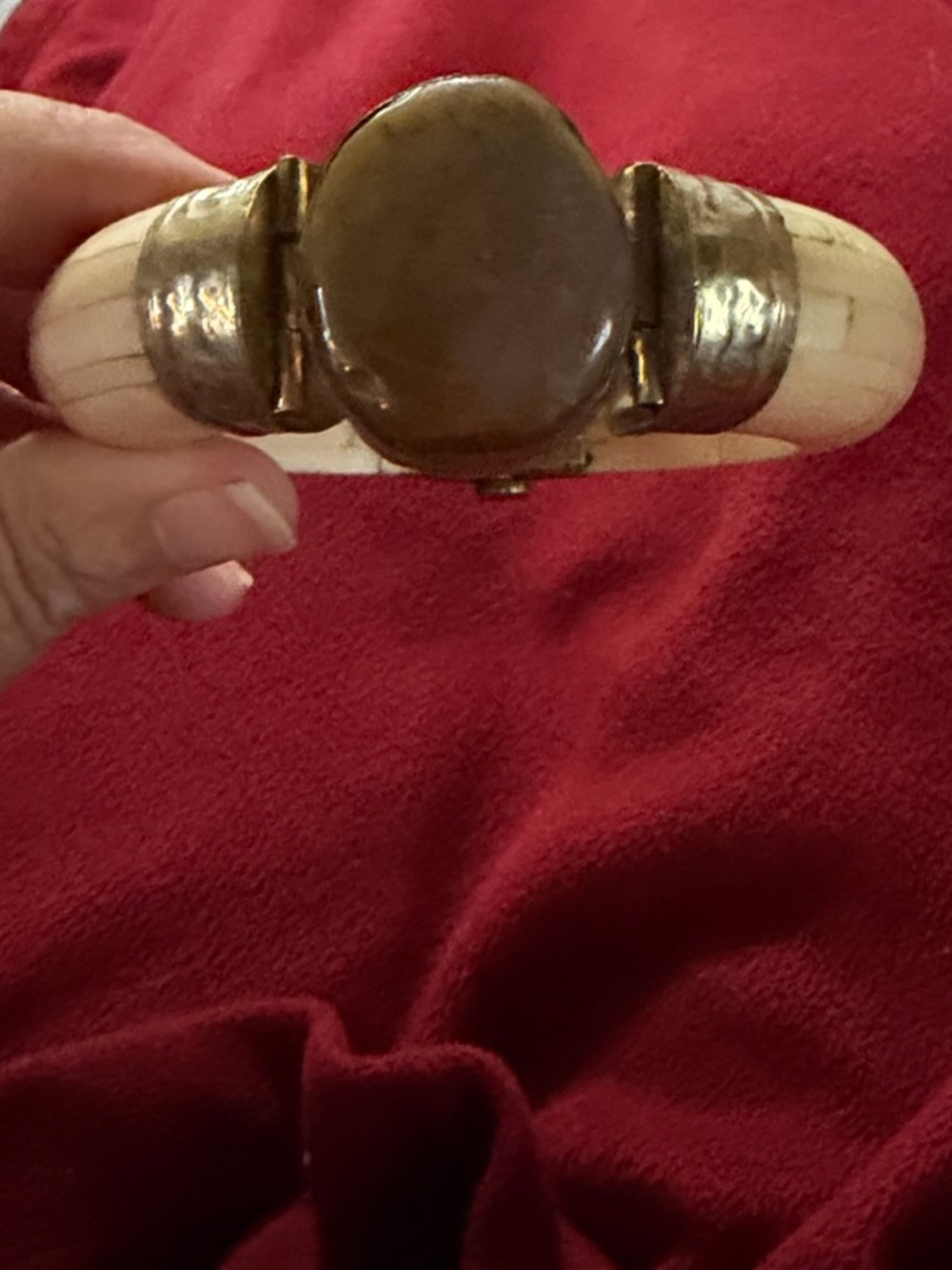 Ivory-Tone Cuff Bracelet with Gold Accents